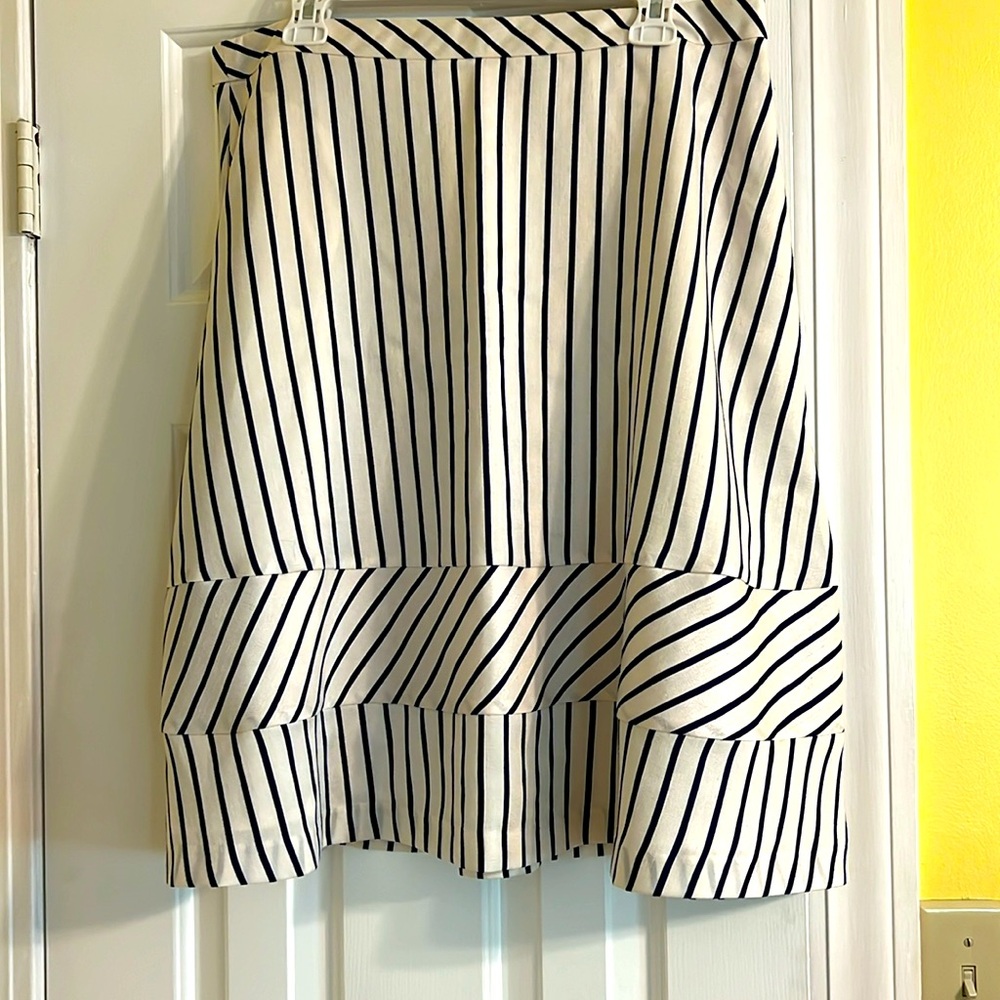 Banana Republic Ivory and Navy Striped Skirt SZ 12